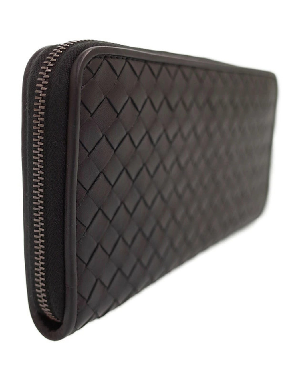 Bottega Veneta Wallet Long Zipper Intrecciato Round Black